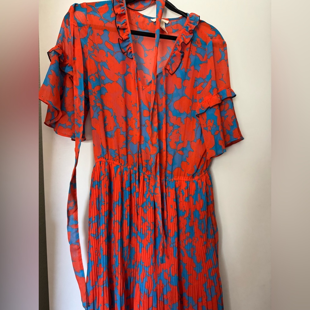 H&M Vibrant Floral Maxi Dress in Red and Blue